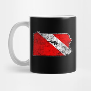 Pennsylvania Dive Flag Scuba Diving State Map Dive Flag Distressed Mug